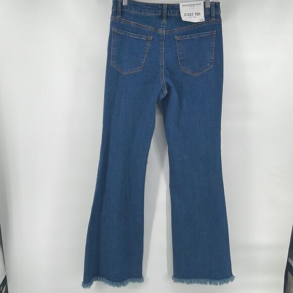 C’EST TOI Black Label mid rise button fly down wide flare jeans bell bottom 7 27 - Picture 5 of 16